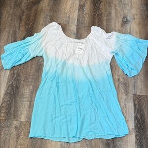 NWT-Elegant Blue and White Ombre Mini Dress